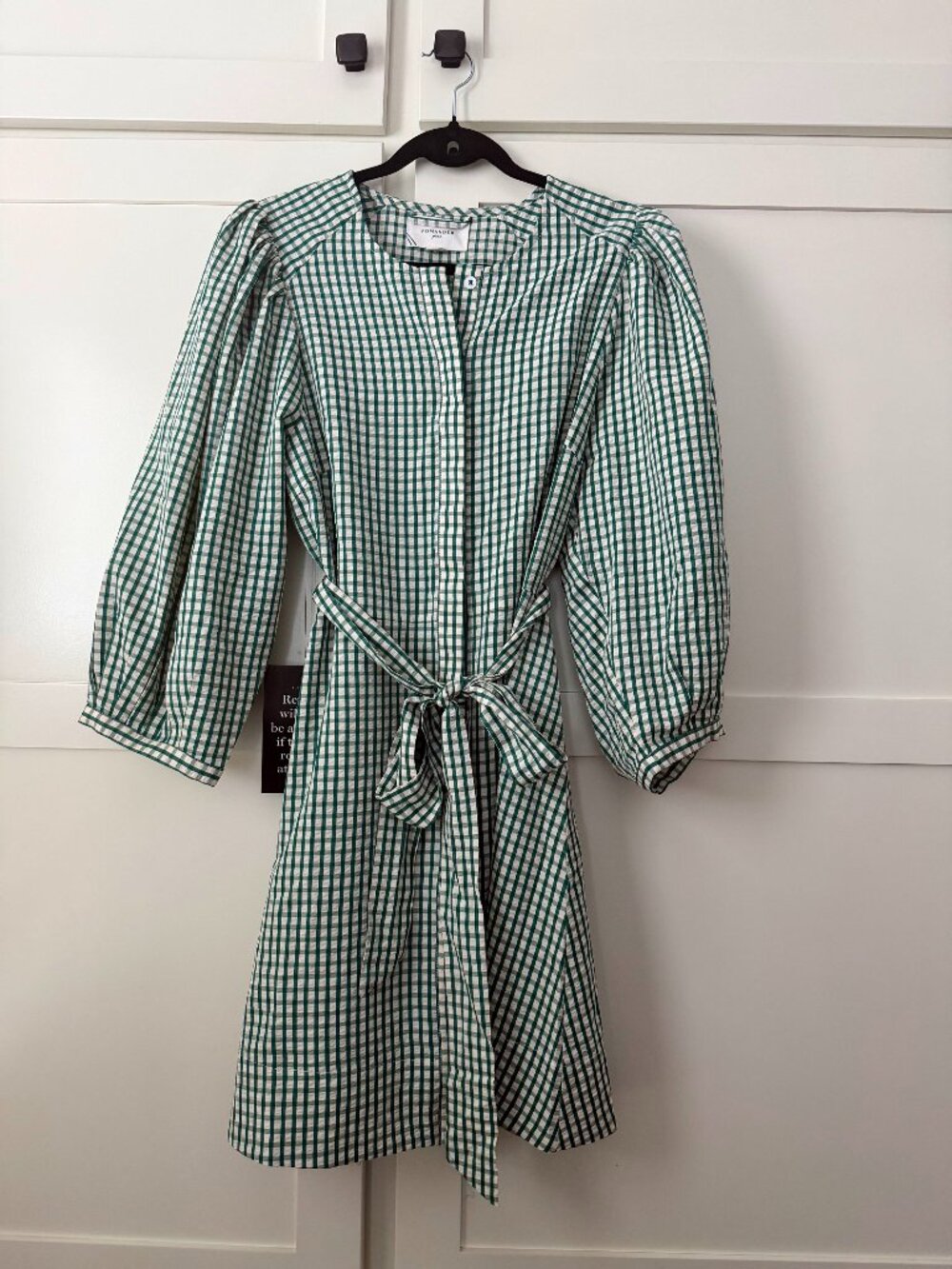 NWT Pomander Place Cordelia Green Gingham Dress L